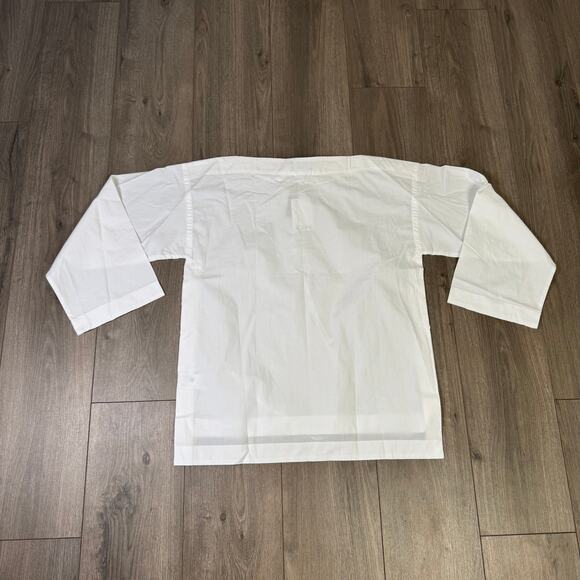 J.Crew Ciel Top Womens SZ S White Poplin Boatneck Side Button Waist Tie CI507 LS - Picture 5 of 7